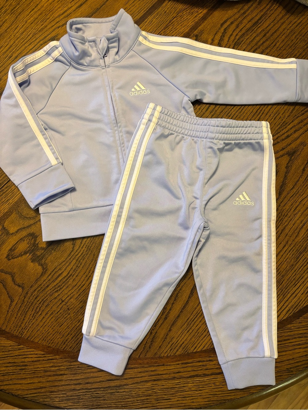 adidas Kids Lavender Joggers with White Stripes